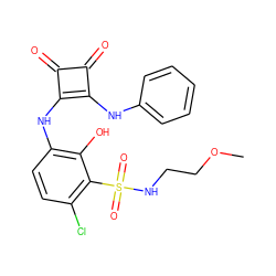 COCCNS(=O)(=O)c1c(Cl)ccc(Nc2c(Nc3ccccc3)c(=O)c2=O)c1O ZINC000101113475