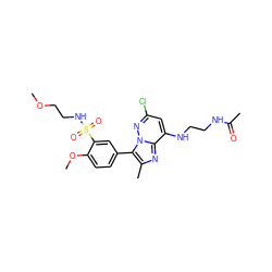 COCCNS(=O)(=O)c1cc(-c2c(C)nc3c(NCCNC(C)=O)cc(Cl)nn23)ccc1OC ZINC001772583012