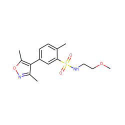 COCCNS(=O)(=O)c1cc(-c2c(C)noc2C)ccc1C ZINC000095580189