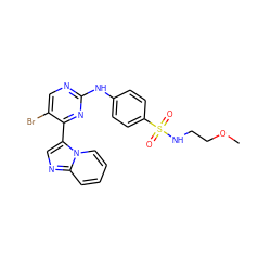 COCCNS(=O)(=O)c1ccc(Nc2ncc(Br)c(-c3cnc4ccccn34)n2)cc1 ZINC000014945890