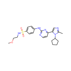 COCCNS(=O)(=O)c1ccc(Nc2nccc(-c3cnc(C)n3C3CCCC3)n2)cc1 ZINC000040939031