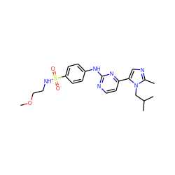 COCCNS(=O)(=O)c1ccc(Nc2nccc(-c3cnc(C)n3CC(C)C)n2)cc1 ZINC000040938213