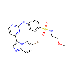 COCCNS(=O)(=O)c1ccc(Nc2nccc(-c3cnc4ccc(Br)cn34)n2)cc1 ZINC000014945892