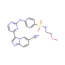 COCCNS(=O)(=O)c1ccc(Nc2nccc(-c3cnc4ccc(C#N)cn34)n2)cc1 ZINC000014945893