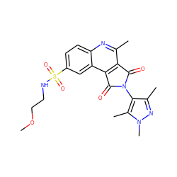 COCCNS(=O)(=O)c1ccc2nc(C)c3c(c2c1)C(=O)N(c1c(C)nn(C)c1C)C3=O ZINC000014947214