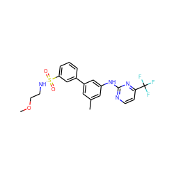 COCCNS(=O)(=O)c1cccc(-c2cc(C)cc(Nc3nccc(C(F)(F)F)n3)c2)c1 ZINC001772593084