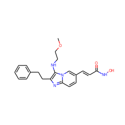 COCCNc1c(CCc2ccccc2)nc2ccc(/C=C/C(=O)NO)cn12 ZINC000136773174