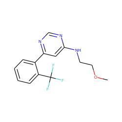 COCCNc1cc(-c2ccccc2C(F)(F)F)ncn1 ZINC000004268356