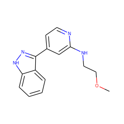 COCCNc1cc(-c2n[nH]c3ccccc23)ccn1 ZINC000214186675