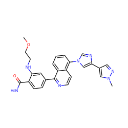 COCCNc1cc(-c2nccc3c(-n4cnc(-c5cnn(C)c5)c4)cccc23)ccc1C(N)=O ZINC000145485397