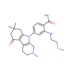 COCCNc1cc(-n2c3c(c4c2CC(C)(C)CC4=O)CCN(C)C3)ccc1C(N)=O ZINC000169307795