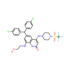 COCCNc1cc(C(c2ccc(Cl)cc2)c2ccc(Cl)cc2)cc2c(NC3CCN(S(=O)(=O)C(F)(F)F)CC3)cc(=O)[nH]c12 ZINC001772637502