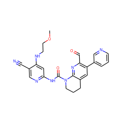 COCCNc1cc(NC(=O)N2CCCc3cc(-c4cccnc4)c(C=O)nc32)ncc1C#N ZINC001772603447