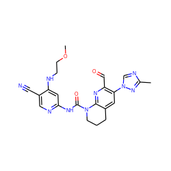 COCCNc1cc(NC(=O)N2CCCc3cc(-n4cnc(C)n4)c(C=O)nc32)ncc1C#N ZINC001772637633