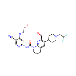 COCCNc1cc(NC(=O)N2CCCc3cc(C4CCN(CC(F)F)CC4)c(C=O)nc32)ncc1C#N ZINC001772607210