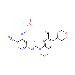 COCCNc1cc(NC(=O)N2CCCc3cc(C4CCOCC4)c(C=O)nc32)ncc1C#N ZINC001772624414