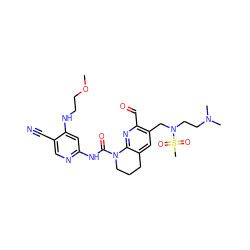 COCCNc1cc(NC(=O)N2CCCc3cc(CN(CCN(C)C)S(C)(=O)=O)c(C=O)nc32)ncc1C#N ZINC001772606182