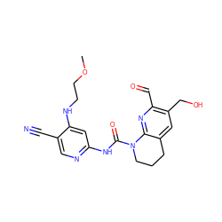 COCCNc1cc(NC(=O)N2CCCc3cc(CO)c(C=O)nc32)ncc1C#N ZINC001772606169