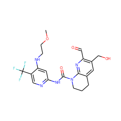 COCCNc1cc(NC(=O)N2CCCc3cc(CO)c(C=O)nc32)ncc1C(F)(F)F ZINC001772609786