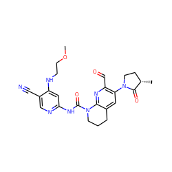 COCCNc1cc(NC(=O)N2CCCc3cc(N4CC[C@H](C)C4=O)c(C=O)nc32)ncc1C#N ZINC001772623358