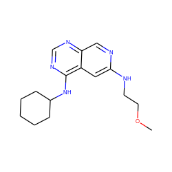 COCCNc1cc2c(NC3CCCCC3)ncnc2cn1 ZINC000040893202