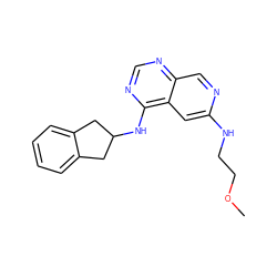 COCCNc1cc2c(NC3Cc4ccccc4C3)ncnc2cn1 ZINC000040892802