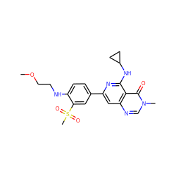 COCCNc1ccc(-c2cc3ncn(C)c(=O)c3c(NC3CC3)n2)cc1S(C)(=O)=O ZINC000115623906