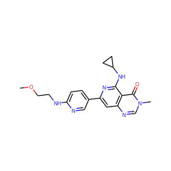 COCCNc1ccc(-c2cc3ncn(C)c(=O)c3c(NC3CC3)n2)cn1 ZINC000115625598