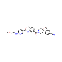 COCCNc1ccc(C(=O)Nc2cc(C(=O)N3CCC4(CC3)OCc3cc(C#N)ccc34)ccc2C)cn1 ZINC000098186058