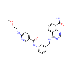 COCCNc1ccc(C(=O)Nc2cccc(CNc3ncnc4c(C(N)=O)cccc34)c2)cn1 ZINC000168069342