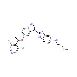 COCCNc1ccc2[nH]c(-c3n[nH]c4ccc(O[C@H](C)c5c(Cl)cncc5Cl)cc34)nc2c1 ZINC000653822622