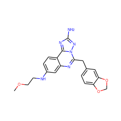 COCCNc1ccc2c(c1)nc(Cc1ccc3c(c1)OCO3)n1nc(N)nc21 ZINC000145002545