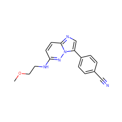 COCCNc1ccc2ncc(-c3ccc(C#N)cc3)n2n1 ZINC000040975727