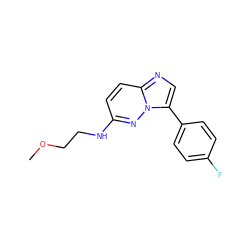 COCCNc1ccc2ncc(-c3ccc(F)cc3)n2n1 ZINC000064573947