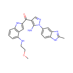 COCCNc1cccc2[nH]c(C(=O)c3cnn(-c4ccc5[nH]c(C)nc5c4)c3N)cc12 ZINC000149885200