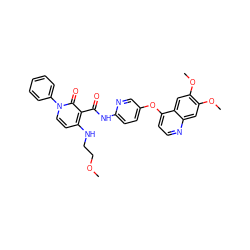 COCCNc1ccn(-c2ccccc2)c(=O)c1C(=O)Nc1ccc(Oc2ccnc3cc(OC)c(OC)cc23)cn1 ZINC000049679737