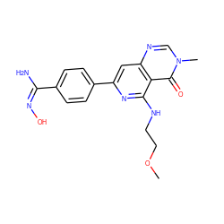 COCCNc1nc(-c2ccc(/C(N)=N\O)cc2)cc2ncn(C)c(=O)c12 ZINC000115626660