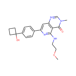 COCCNc1nc(-c2ccc(C3(O)CCC3)cc2)cc2ncn(C)c(=O)c12 ZINC000115624321