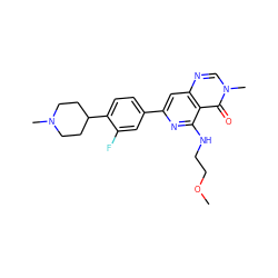 COCCNc1nc(-c2ccc(C3CCN(C)CC3)c(F)c2)cc2ncn(C)c(=O)c12 ZINC000115624094