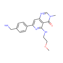 COCCNc1nc(-c2ccc(CN)cc2)cc2ncn(C)c(=O)c12 ZINC000115626548