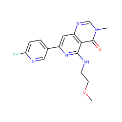 COCCNc1nc(-c2ccc(F)nc2)cc2ncn(C)c(=O)c12 ZINC000115625572