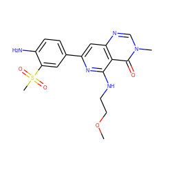 COCCNc1nc(-c2ccc(N)c(S(C)(=O)=O)c2)cc2ncn(C)c(=O)c12 ZINC000115625937