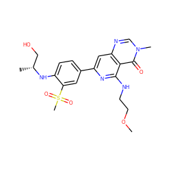 COCCNc1nc(-c2ccc(N[C@H](C)CO)c(S(C)(=O)=O)c2)cc2ncn(C)c(=O)c12 ZINC000115625406