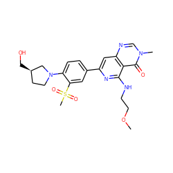 COCCNc1nc(-c2ccc(N3CC[C@@H](CO)C3)c(S(C)(=O)=O)c2)cc2ncn(C)c(=O)c12 ZINC000115625470