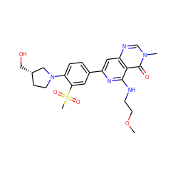 COCCNc1nc(-c2ccc(N3CC[C@H](CO)C3)c(S(C)(=O)=O)c2)cc2ncn(C)c(=O)c12 ZINC000115624893