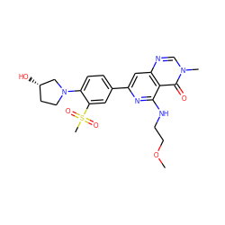 COCCNc1nc(-c2ccc(N3CC[C@H](O)C3)c(S(C)(=O)=O)c2)cc2ncn(C)c(=O)c12 ZINC000115625951