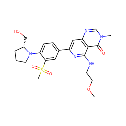 COCCNc1nc(-c2ccc(N3CCC[C@@H]3CO)c(S(C)(=O)=O)c2)cc2ncn(C)c(=O)c12 ZINC000115624802