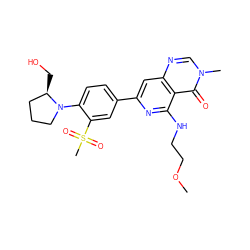 COCCNc1nc(-c2ccc(N3CCC[C@H]3CO)c(S(C)(=O)=O)c2)cc2ncn(C)c(=O)c12 ZINC000115622307