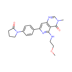 COCCNc1nc(-c2ccc(N3CCCC3=O)cc2)cc2ncn(C)c(=O)c12 ZINC000115624236