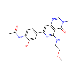 COCCNc1nc(-c2ccc(NC(C)=O)c(O)c2)cc2ncn(C)c(=O)c12 ZINC000115624555